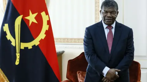 Getty Images Angola's President Joao Lourenco during a meeting with the minister o foreign affairs of Russia at the Presidential Palace.