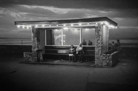 Michael Bennett Beach shelter at night in Rhyl