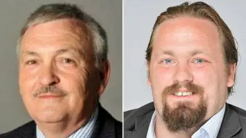 Medway Council Conservative leader Alan Jarrett (left) and labour leader Vince Maple (right)