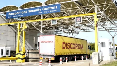 Getty Images A lorry getting ready to travel on Eurotunnel to France