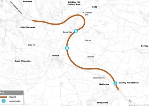 Highways England Map of proposed new road