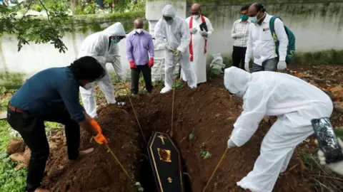 Reuters Coffin of a Covid victim in Mumbai, June 2020