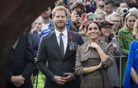 Getty Images The duke and duchess at the Pukeahu National War Memorial