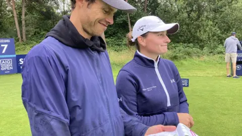 Tom Williams/BBC Lily May Humphreys and caddie Mark Raven