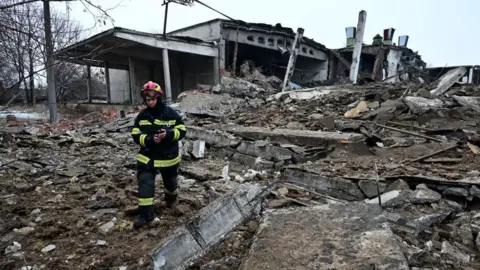 Getty Images Destroyed buildings in Kharkiv