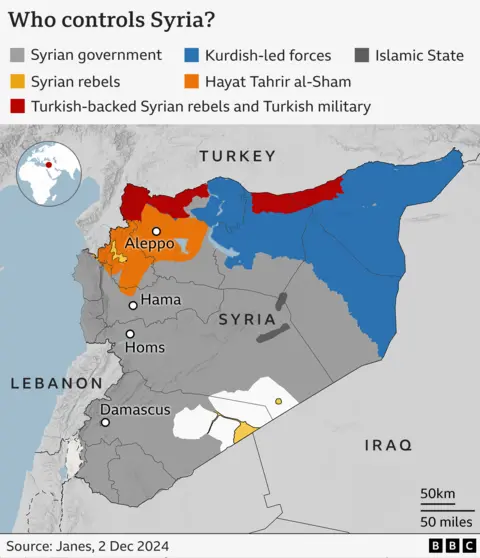 Syria control map 2 December 2024