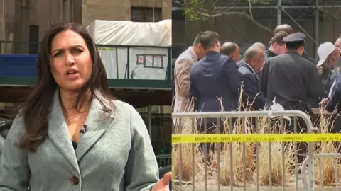 The BBC's Nada Tawfik outside a New York court