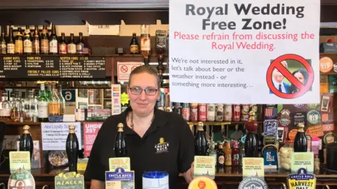 BBC Anna Dyson-Edge behind the bar