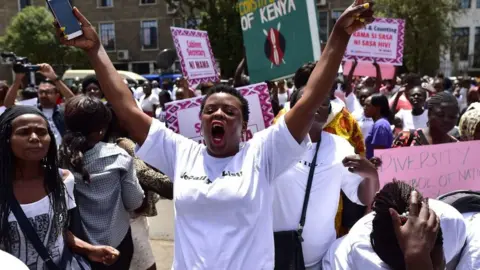 Huw Evans picture agency Activists demonstrate outside the parliament in Nairobi on February 08, 2018 to protest against the lack of adequate inclusion of women, youth and the disabled among nominees proposed by Kenyan President to his new cabinet
