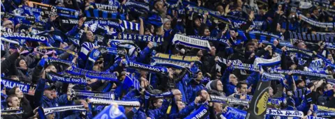 Getty Images Atalanta supporters in the San Siro on 19 Feb