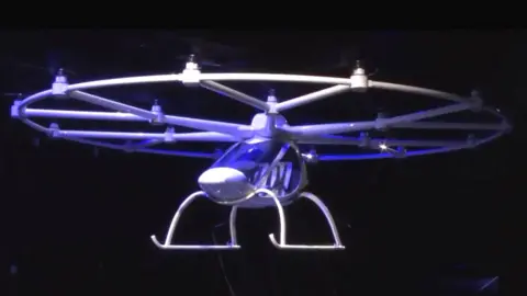 Intel Volocopter "flying taxi" during its demo