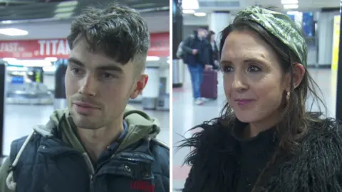 Passengers at Belfast International airport