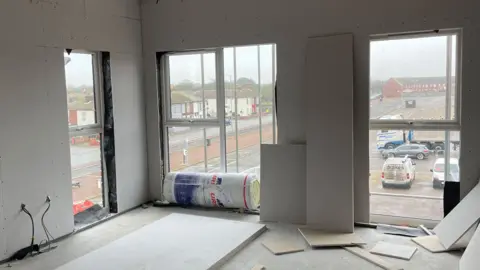 Andrew Turner/BBC Half finished interior, Jubilee Court in Great Yarmouth