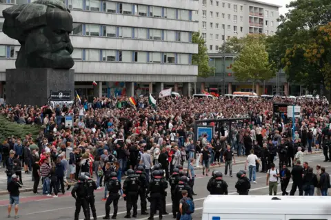 AFP People demonstrate in Chemnitz, 27 August