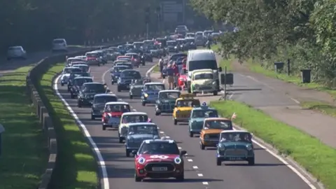 BBC Minis driving in Oxford