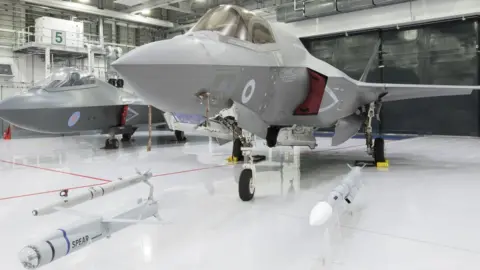 Ministry of Defence A combat-ready F-35B, seen here with Spear, Asraam and Meteor missiles in the foreground.