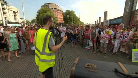 Supporters of the protest said the Grenfell Tower fire showed why continued action was important