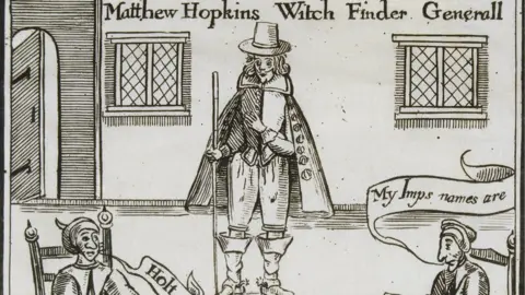 Hulton Deutsch/Getty Images Matthew Hopkins depicted in a journal