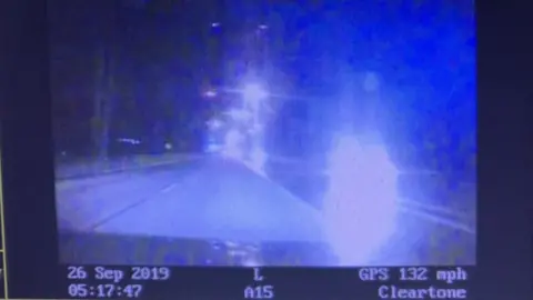 Humberside Police Screen of a car being captured driving at high speed