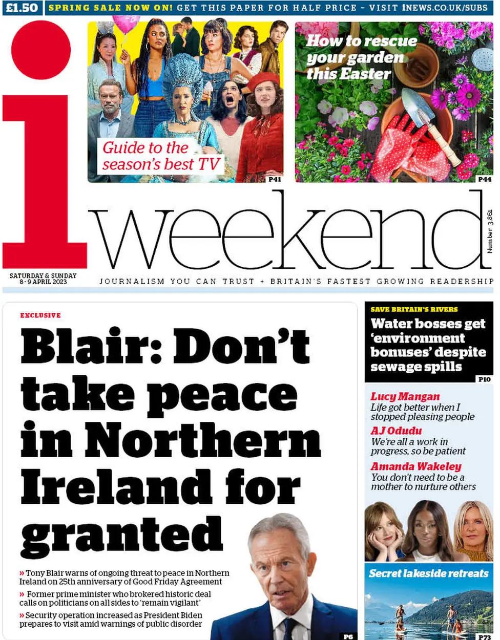 The front page of the i newspaper