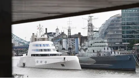 Getty Images "Motor Yacht A," pictured on the Thames in London in 2017