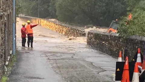 IOM POLICE Flooding in Laxey