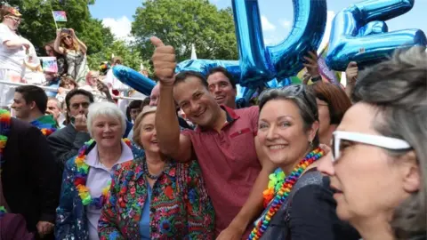 PA Taoiseach Leo Varadkar attends the Dublin LGBTQ Pride Festival in Ireland