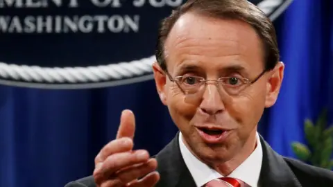 Reuters Deputy US Attorney General Rod Rosenstein at the Justice Department in Washington, July 13, 2018