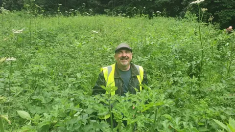Friends of Brislington Brook Andy McBride-Coogan among Himalayan Balsam