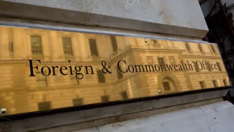 Getty Images Detail of the brass nameplate outside the Foreign & Commonwealth Office