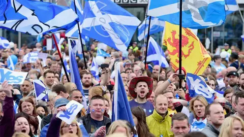 Getty Images Pro-independence supporters march through Glasgow, September 2014