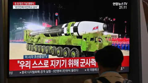 Getty Images North Korea displayed military hardware at a parade in October, 2020