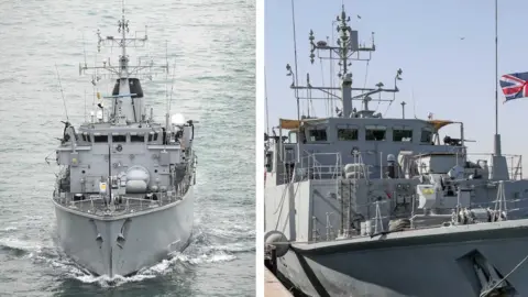 BBC Composite image of Royal Navy ships HMS Chiddingfold and HMS Bangor