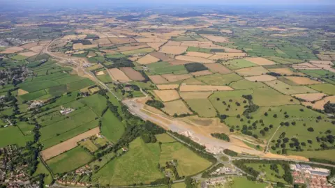 National Highways Aerial view of building works