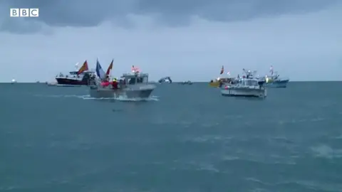 French boats protesting