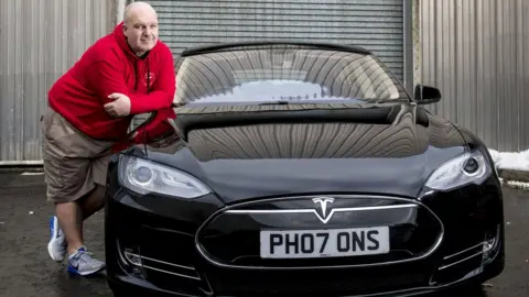 SNS Group Alan Harvey Chris Clarkson and his Tesla