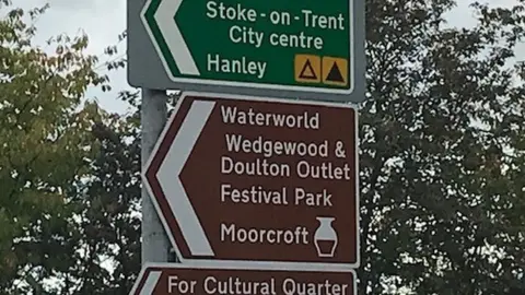 BBC The sign with Wedgwood misspelt