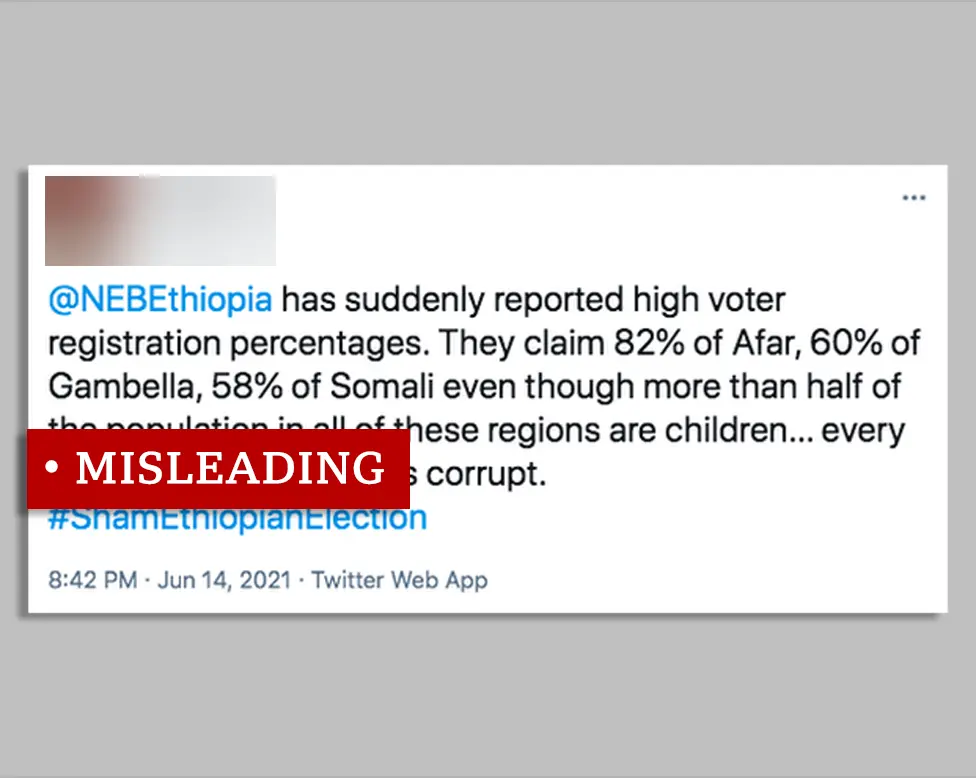 Tweet text claiming inflated voter registration