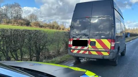 North Yorkshire Police Van stopped at roadside near Knaresborough