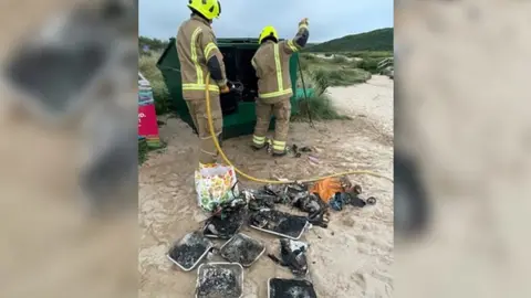 Cornwall Council Firefighters tackling incident