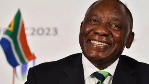 AFP South Africa's deputy President Cyril Ramaphosa takes part in a press conference after South Africa presented their bid to host the 2023 Rugby World Cup in London on September 25, 2017 The World Rugby Council will hear the presentations from candidates France, Ireland and South Africa and the Rugby World Cup Board will make its recommendation on October 31 before the final decision on who will host the 10th edition is made on November 15.