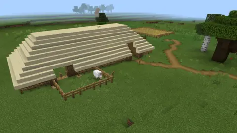 Minecraft/Cadw/MMU Neolithic farm home at Bryn Celli Ddu, Anglesey