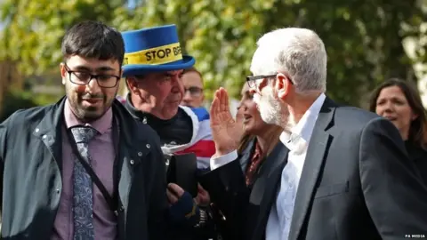 PA Media Steve Bray remonstrating with Jeremy Corbyn last month