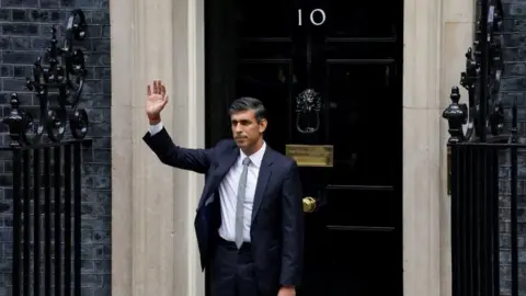 PA Media Rishi Sunak makes a speech outside 10 Downing Street, London