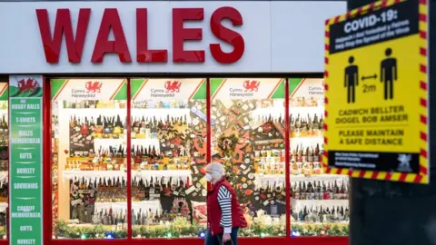 Getty Images Cardiff city centre in lockdown