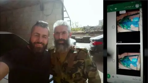 BBC and other Composite image of Raji Falhout (left) and Abu Hamza, and an image of WhatsApp messages between them found on Raji Falhout’s phone