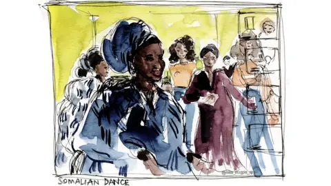 Niki Groom Sketch of the Somalian Dance