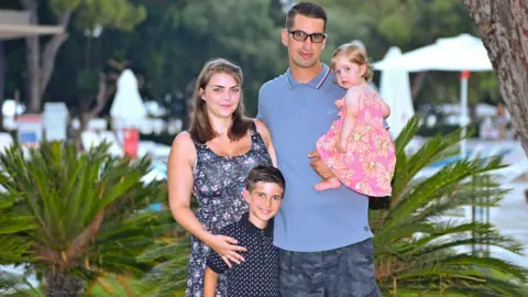 Bryn Chaffe Aiden Chaffe with his long-term partner Pip and their children Harry and Olivia.