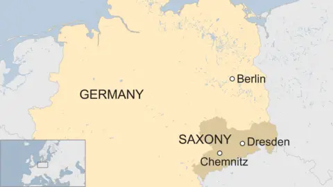 Map of Germany showing eastern state of Saxony