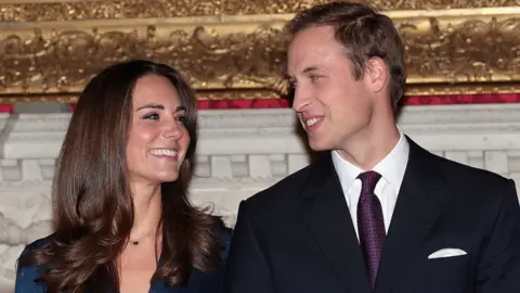 Getty Images Catherine and William on the announcement of their engagement